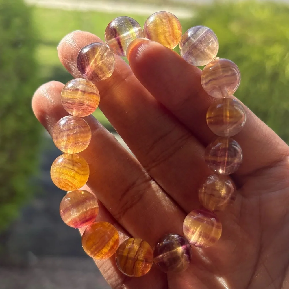 HQ Banded Fluorite Crystal Bracelet 13mm - Picture 5 of 13